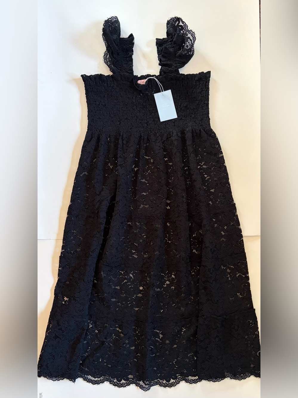Hill house Black Lace Sundress with Smocked Bodice